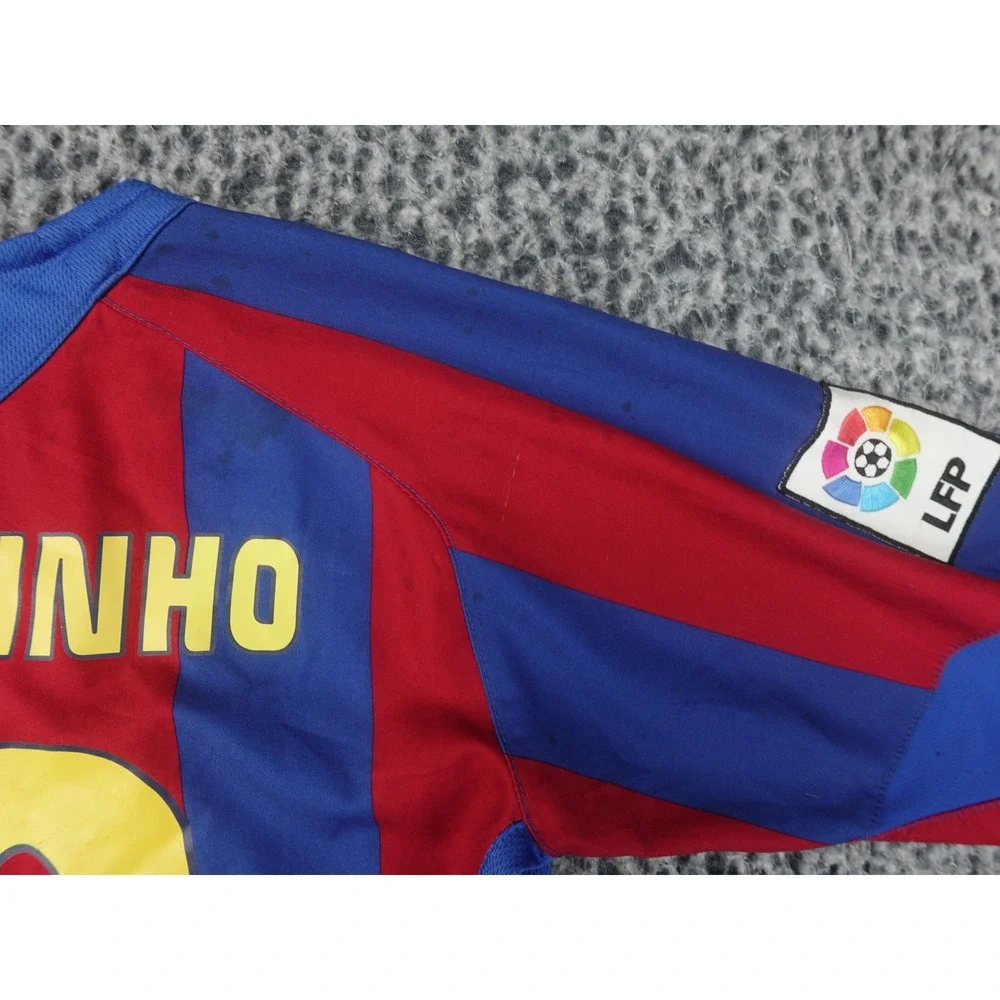 Nike FC Barcelona Jersey Youth Large Blue Red Good Ronaldinho 10 2005-06 T90